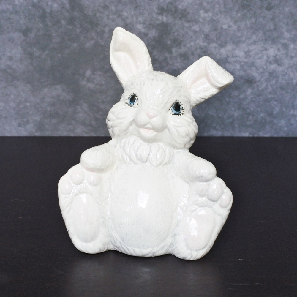 Vintage 8" White Bunny Rabbit Ceramic Ornament